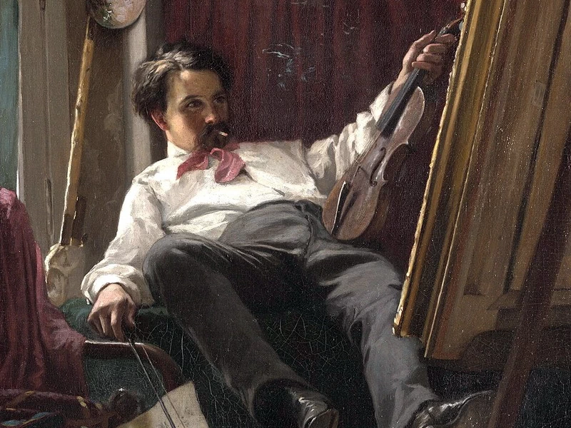 1840-Thomas Hovenden - Autoritratto dell'artista nel suo studio (1875)